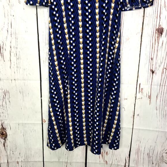 nwt anthropologie the odells blue motif abstract printed midi dress - Picture 5 of 11